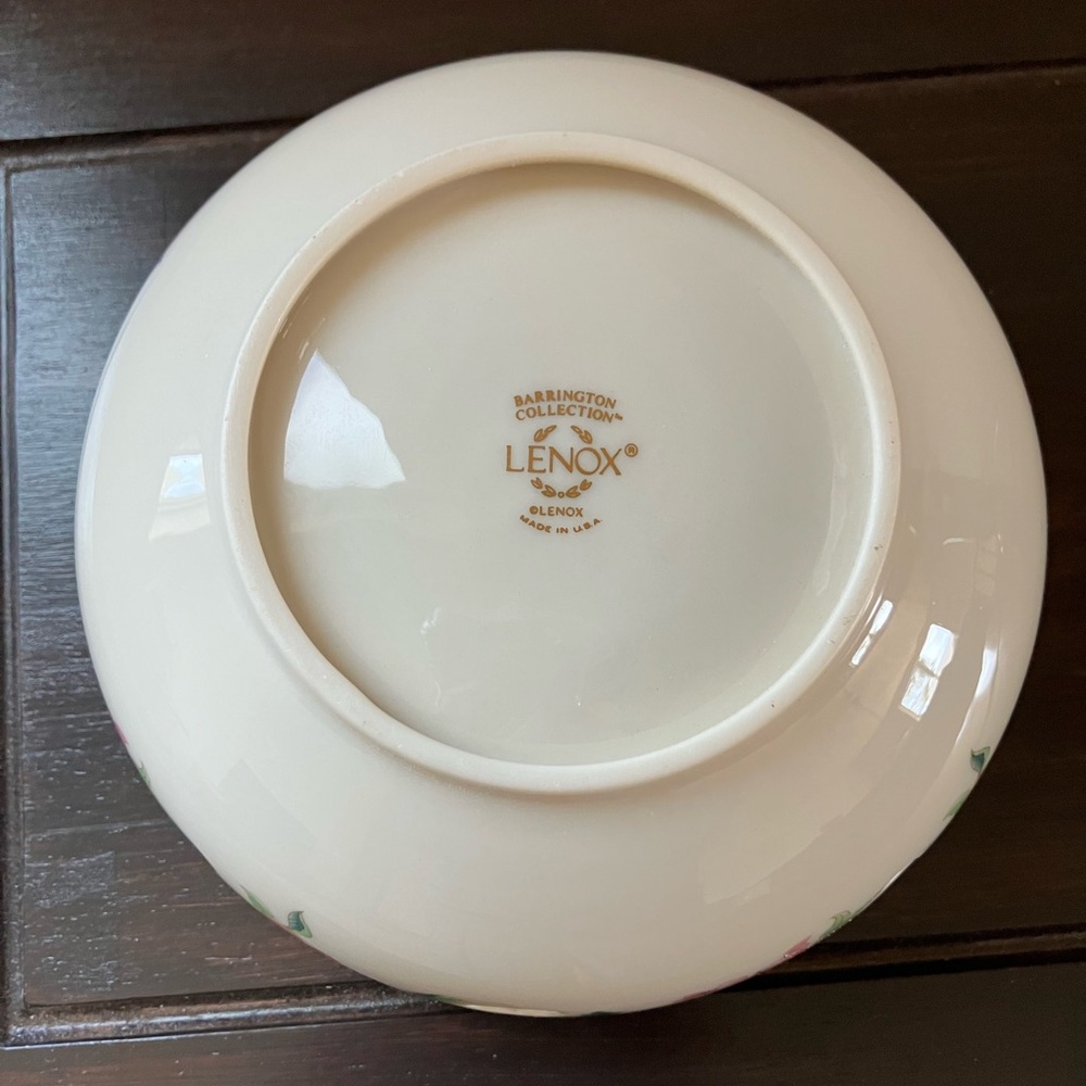 Lenox Porcelain Barrington Collection Bowl w/Pink Floral Trim & Gold Accent. - Picture 3 of 3